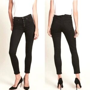 Veronica Beard Debbie Skinny High Rise Coated Black Jeans Size 25